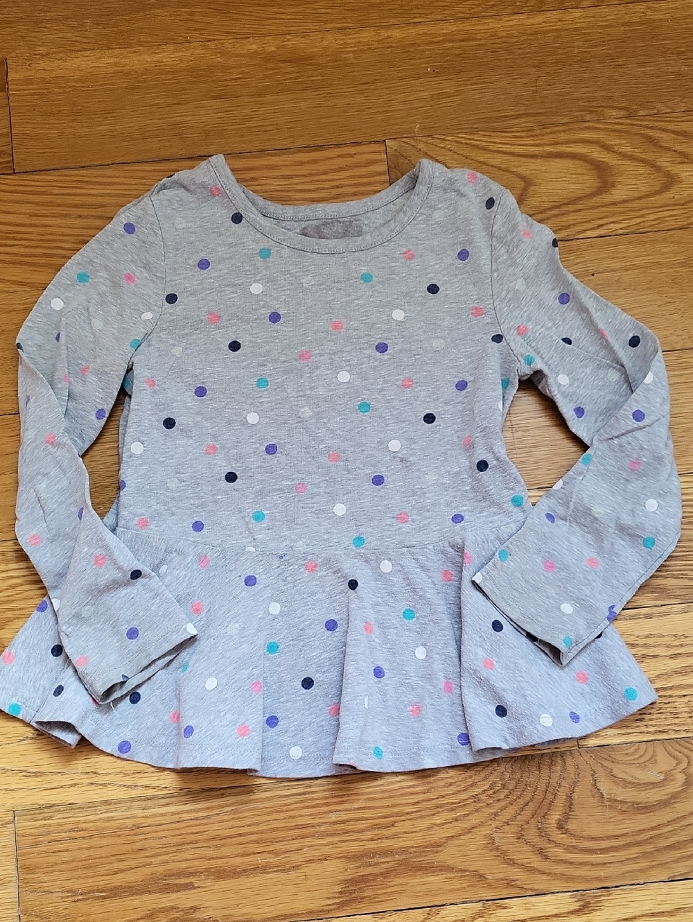 Little Girls Poke-a-dot Peplum Top